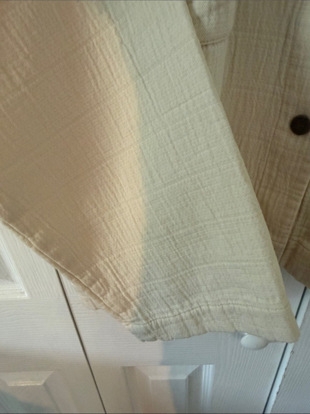 Eileen Fisher Mandarin Collar Channel Jacket Undyed Ecru Organic Cotton Sz L/XL - Picture 4 of 6